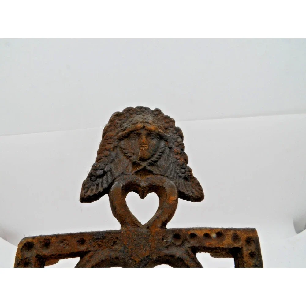 Antique Cast Iron Trivet with Figural Head / Face